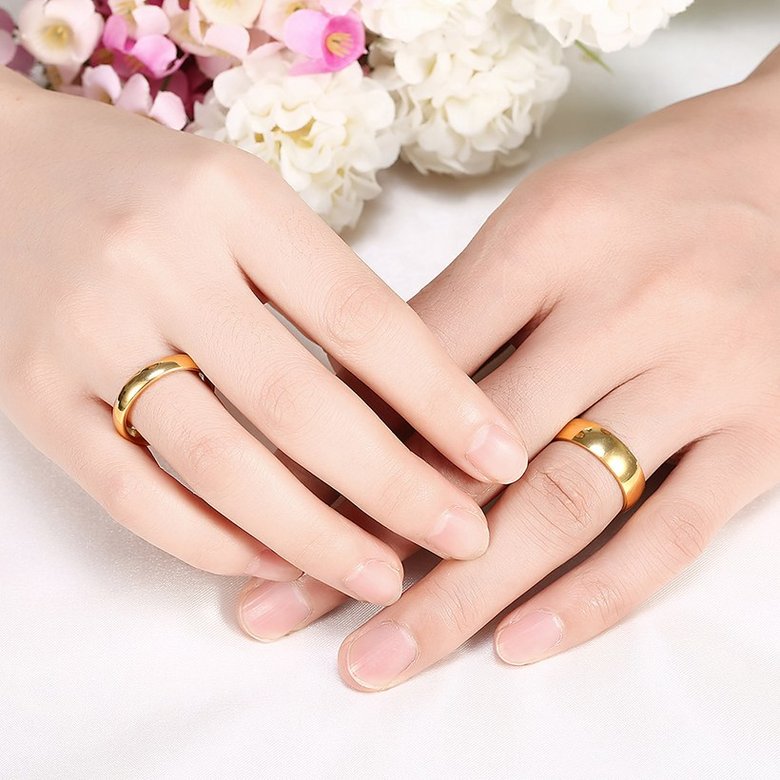 Wholesale Simple  Wedding 24K gold Band Rings Stainless Steel rings for Women Anniversary Gift Jewelry TGSTR044 4