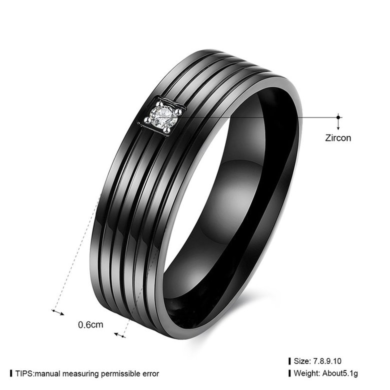 Wholesale Hot Sell Titanium Steel Middle Inlaid white Zircon rings Simple style stripe black Ring For Men Jewelry Gift TGSTR033 0