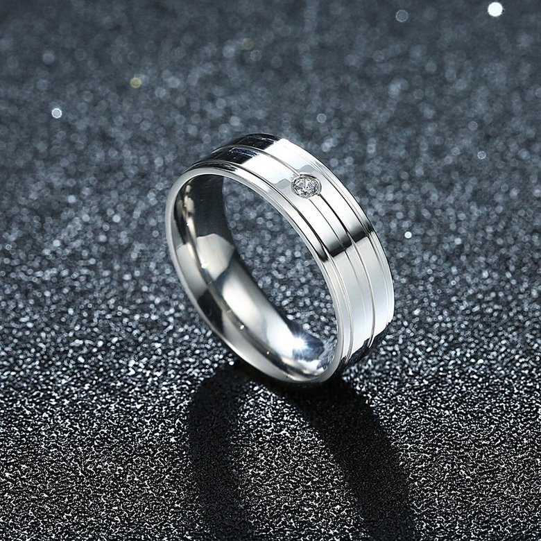 Wholesale Fashion Stainless Steel rings from China Stripe Ring Wedding zircon Ring Domineering Men's Jewelry TGSTR049 2