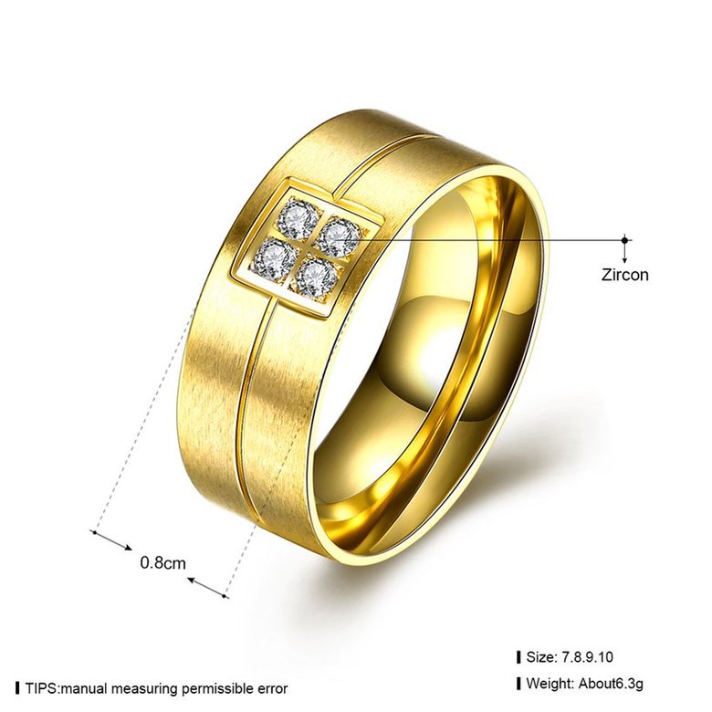 Wholesale New Arrival Romantic Stainless Steel Ring for men 24K gold CZ Fashion Rings Wedding Engagement Ring Jewelry TGSTR097 0