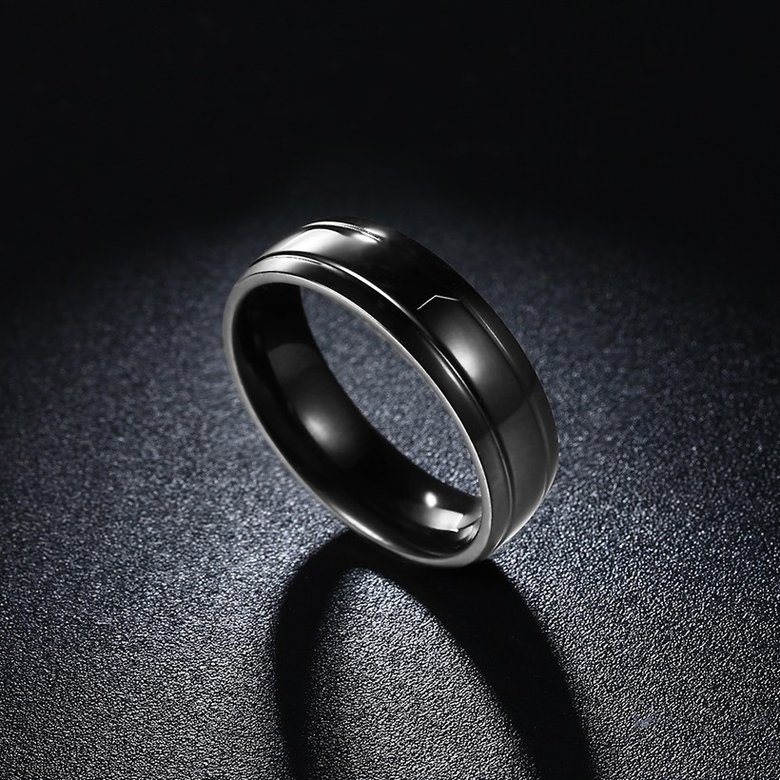 Wholesale Popular Korean Trendy Minimalist Style Black Smooth Comfortable Design Titanium Steel Durable for men Rings  TGSTR103 2