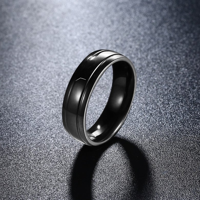 Wholesale Popular Korean Trendy Minimalist Style Black Smooth Comfortable Design Titanium Steel Durable for men Rings  TGSTR103 3