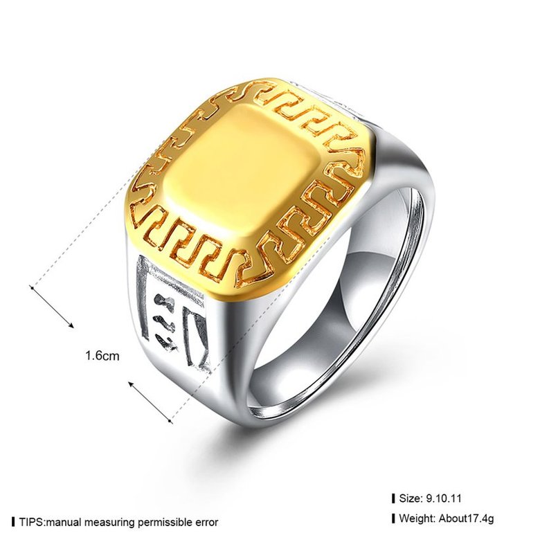 Wholesale Fashion gold square surface silver color Men Ring Gothic Stainless Steel Rings unique Man Wedding Party Ring Jewelry  TGSTR114 0