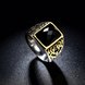 Wholesale Euramerican fashion Vintage square black Zircon Stone Finger Rings For Men Male 18K gold Stainless Steel jewelry Charm Gift  TGSTR116 2 small