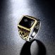Wholesale Euramerican fashion Vintage square black Zircon Stone Finger Rings For Men Male 18K gold Stainless Steel jewelry Charm Gift  TGSTR116 3 small