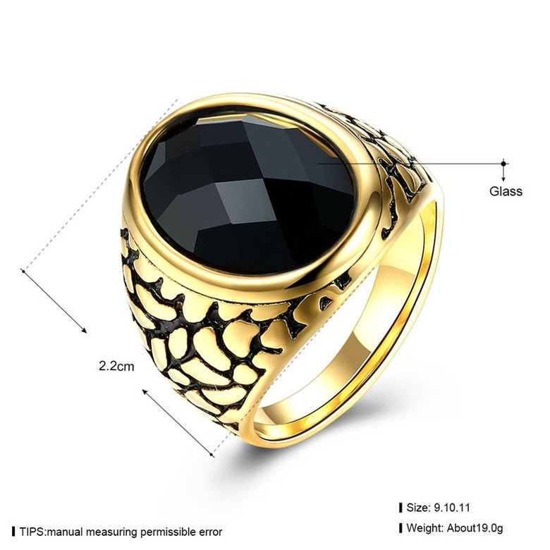 Wholesale Euramerican fashion Vintage oval black Zircon Stone Finger Rings For Men Male 18K gold Stainless Steel jewelry Charm Gift  TGSTR123 0