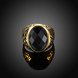 Wholesale Euramerican fashion Vintage oval black Zircon Stone Finger Rings For Men Male 18K gold Stainless Steel jewelry Charm Gift  TGSTR123 1 small
