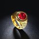 Wholesale Euramerican fashion Vintage big round red Zircon Stone Finger Rings For Men Male 18K gold Stainless Steel jewelry Charm Gift  TGSTR125 2 small