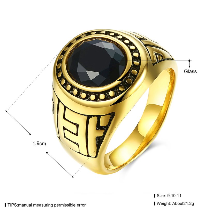Wholesale Euramerican fashion Vintage oval black Zircon Stone Finger Rings For Men Male 18K gold Stainless Steel jewelry Charm Gift  TGSTR126 0