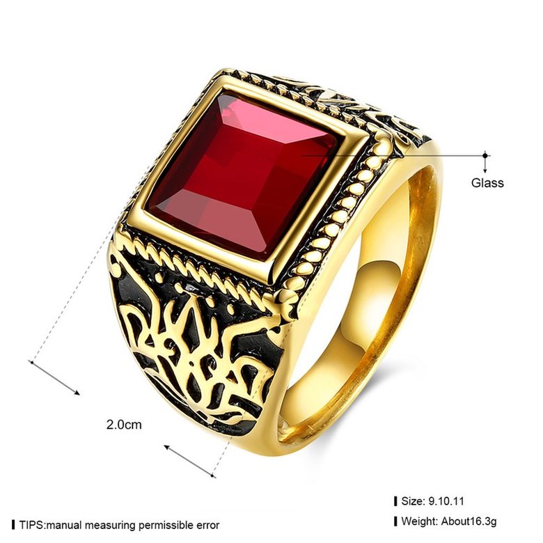 Wholesale Euramerican Fashion Vintage Square Red zircon Stone Signet Ring Men Antique Gold Wedding Band jewelry  TGSTR003 0