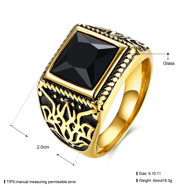 Wholesale Hot sale Euramerican Fashion Vintage big Square black zircon Stone Signet Ring Men 18K Antique Gold Wedding Band jewelry TGSTR059 0
