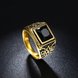 Wholesale Hot sale Euramerican Fashion Vintage big Square black zircon Stone Signet Ring Men 18K Antique Gold Wedding Band jewelry TGSTR059 2 small
