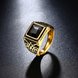 Wholesale Hot sale Euramerican Fashion Vintage big Square black zircon Stone Signet Ring Men 18K Antique Gold Wedding Band jewelry TGSTR059 3 small
