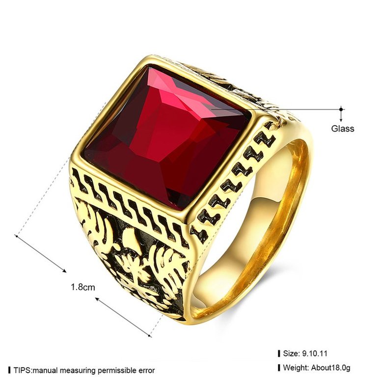 Wholesale Hot sale Euramerican Fashion Vintage Square big Red zircon Stone Signet Ring Men 18K Antique Gold Wedding Band jewelry  TGSTR132 0