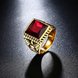 Wholesale Hot sale Euramerican Fashion Vintage Square big Red zircon Stone Signet Ring Men 18K Antique Gold Wedding Band jewelry  TGSTR132 3 small