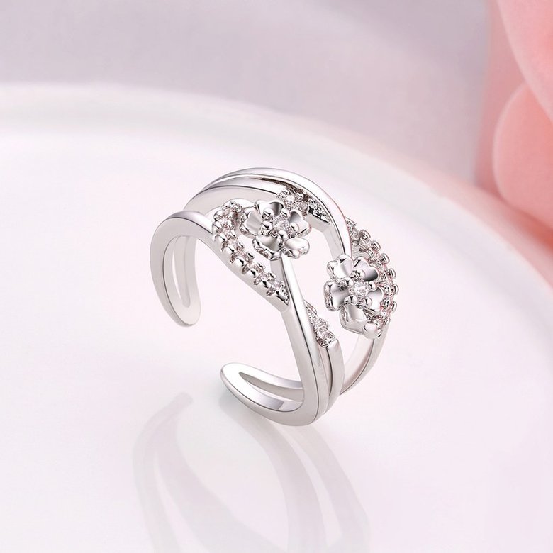 Wholesale Trendy Platinum Plant CZ Ring TGGPR1468 3