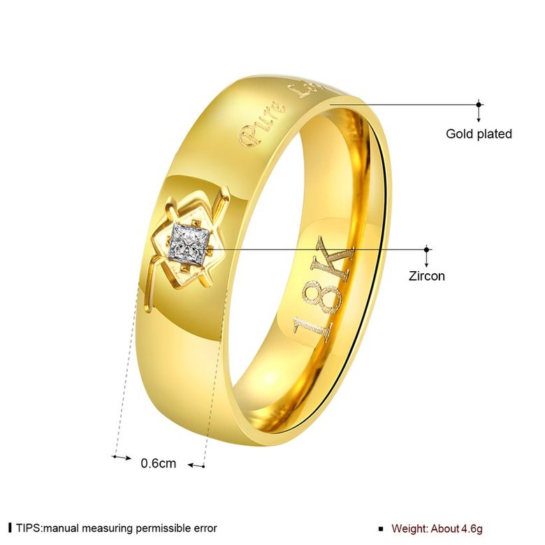 Wholesale Romantic Silver Round Gold CZ Ring TGGPR934 1