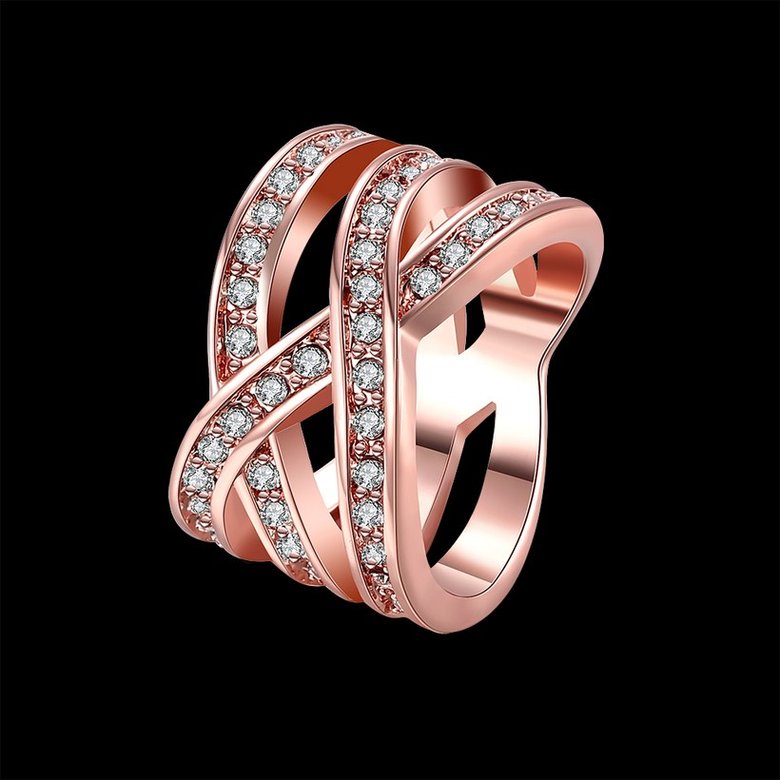 Wholesale Trendy Rose Gold Geometric White Crystal Ring TGGPR764 0