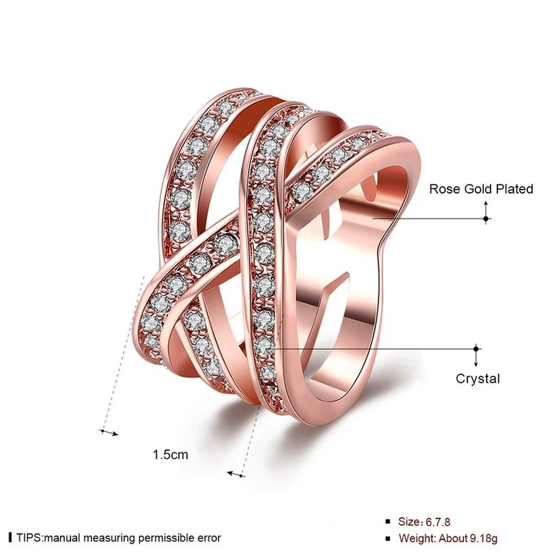 Wholesale Trendy Rose Gold Geometric White Crystal Ring TGGPR764 1
