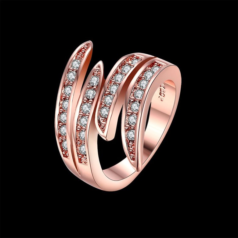 Wholesale Trendy Rose Gold Geometric White Rhinestone Ring TGGPR776 0
