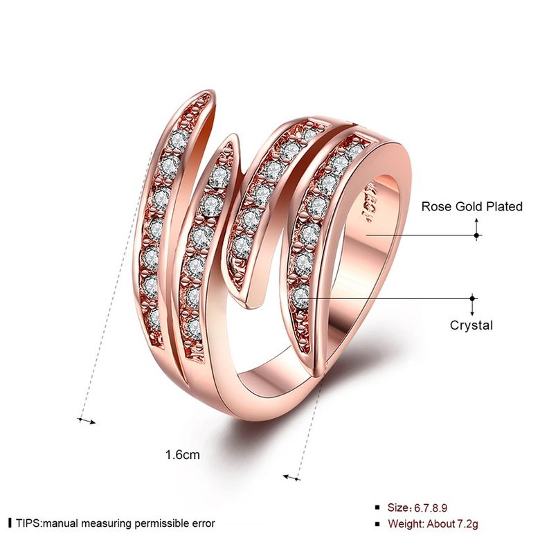 Wholesale Trendy Rose Gold Geometric White Rhinestone Ring TGGPR776 1
