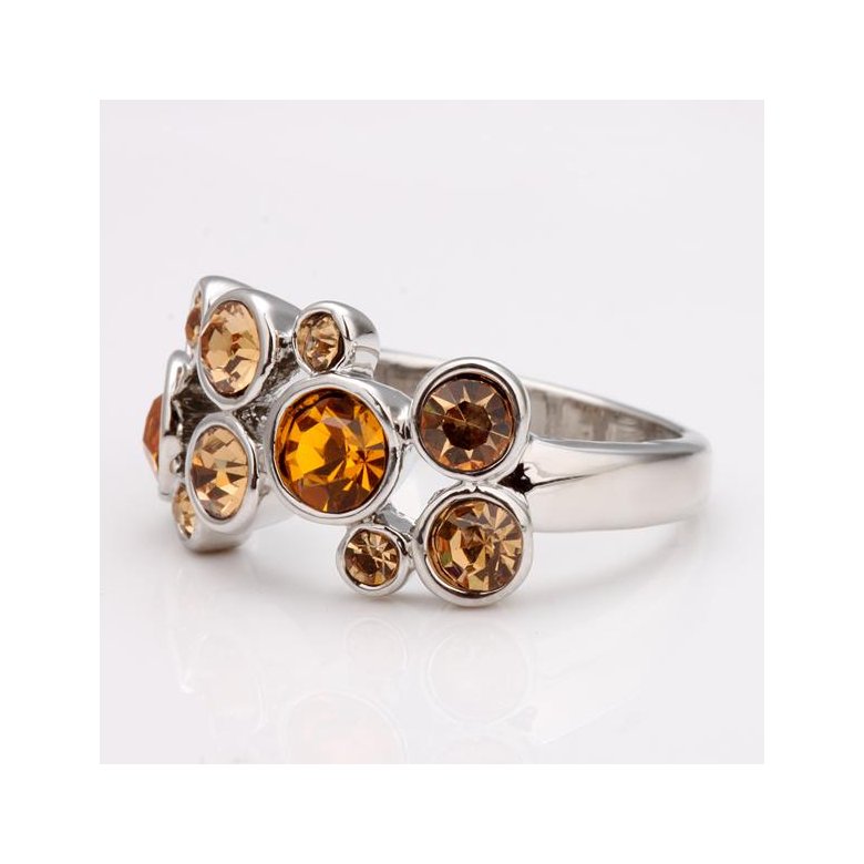 Wholesale Classic Platinum Round Brown Rhinestone Ring TGGPR807 0