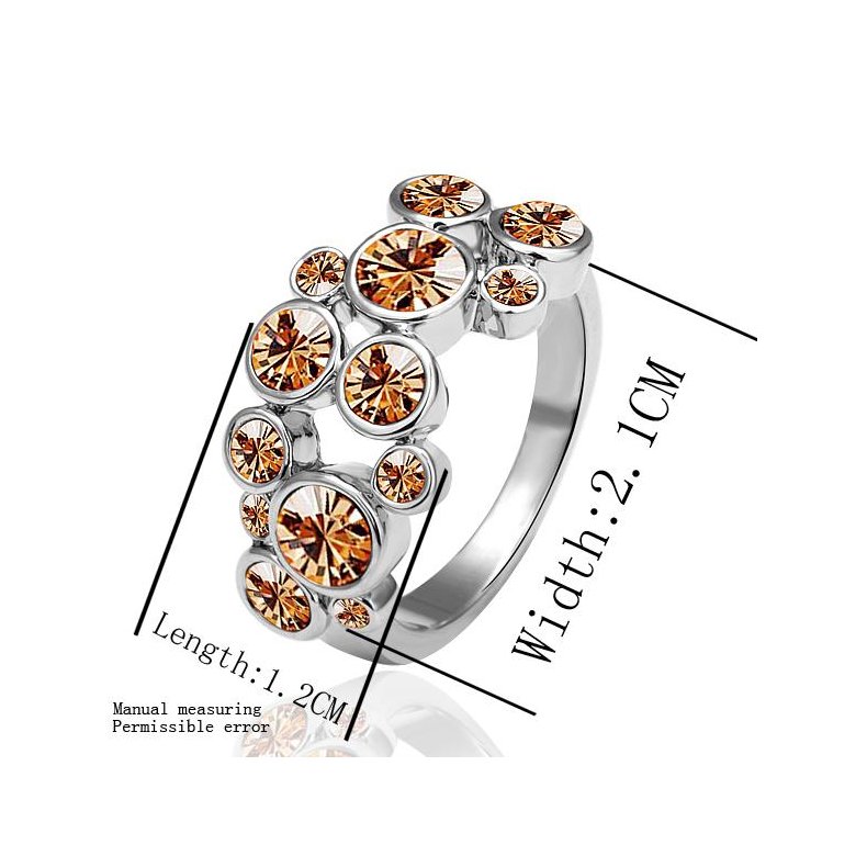 Wholesale Classic Platinum Round Brown Rhinestone Ring TGGPR807 2