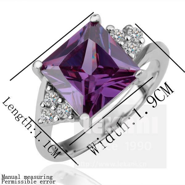 Wholesale Trendy Platinum Geometric Purple CZ Ring TGGPR837 0