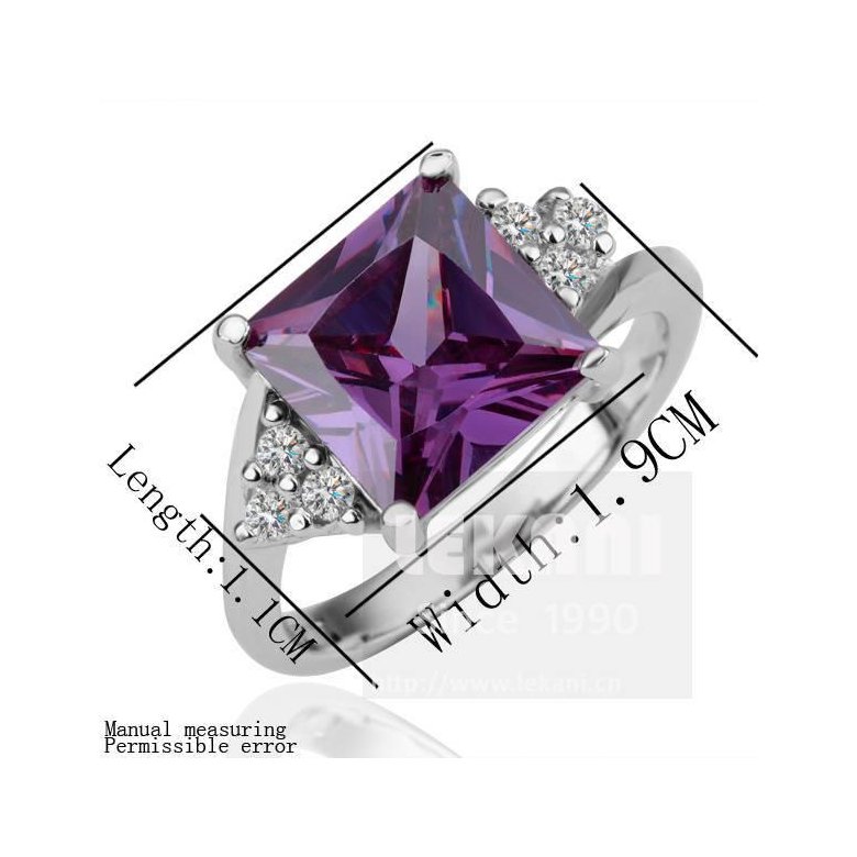 Wholesale Trendy Platinum Geometric Purple CZ Ring TGGPR837 0