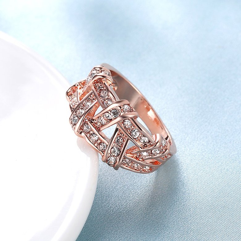 Wholesale Trendy Rose Gold White Rhinestone Ring TGGPR851 2