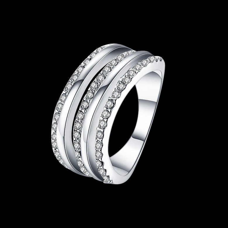 Wholesale Classic Platinum Geometric White Rhinestone Ring TGGPR872 0