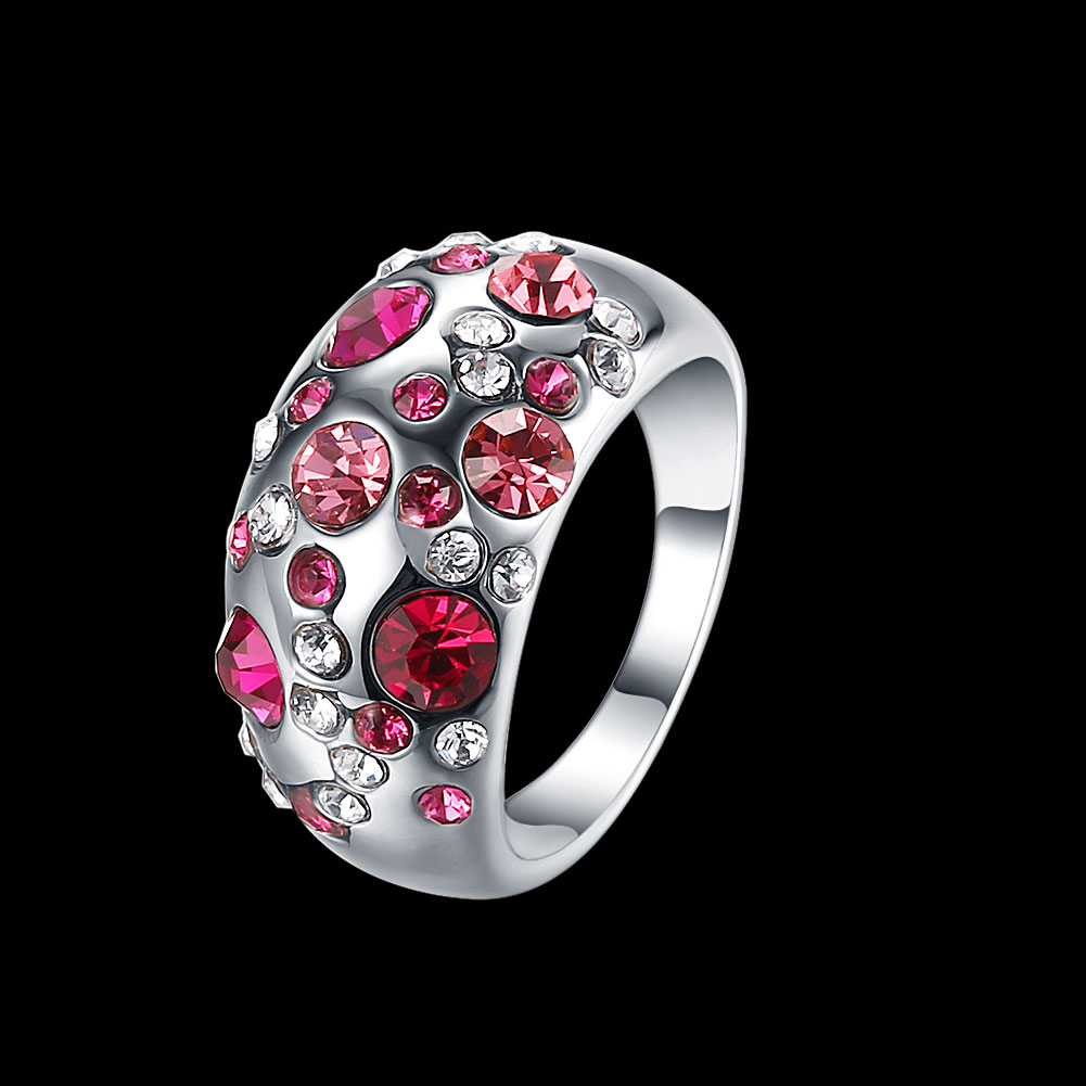 Wholesale Trendy Platinum Geometric Pink Rhinestone Ring TGGPR887 0