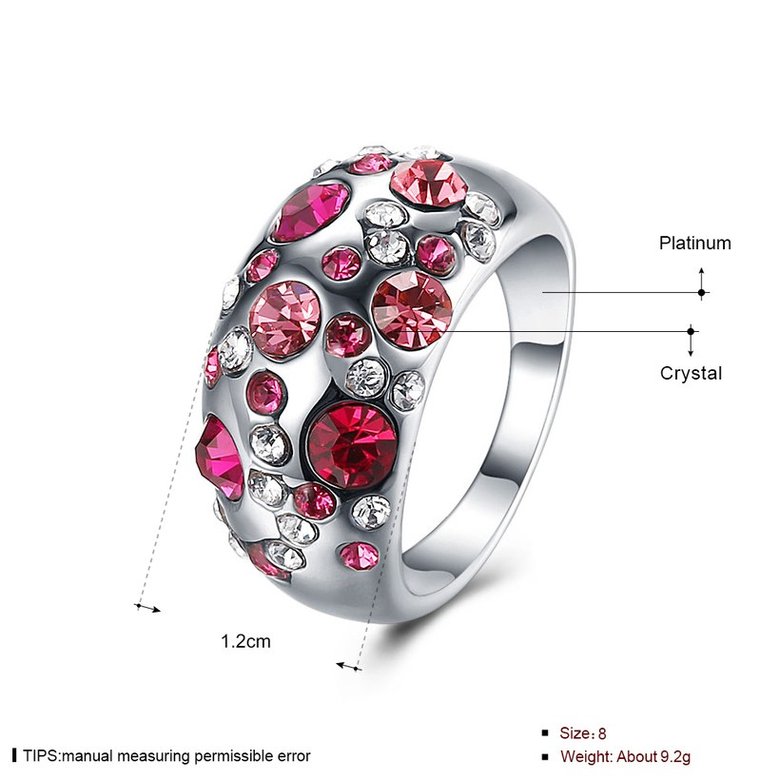 Wholesale Trendy Platinum Geometric Pink Rhinestone Ring TGGPR887 1