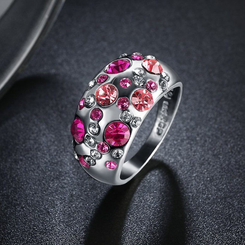 Wholesale Trendy Platinum Geometric Pink Rhinestone Ring TGGPR887 3