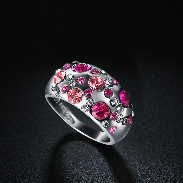 Wholesale Trendy Platinum Geometric Pink Rhinestone Ring TGGPR887 4