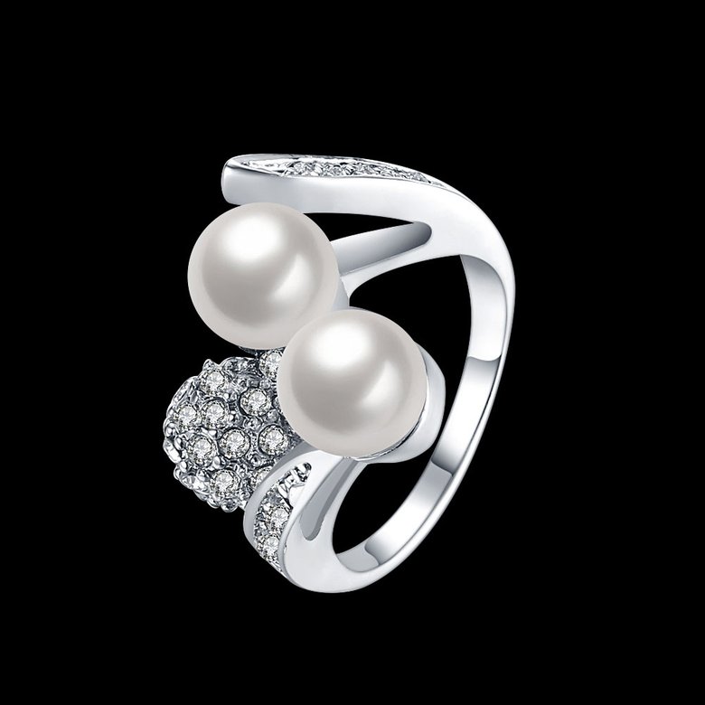 Wholesale Romantic Platinum Heart White Crystal Ring TGGPR912 0