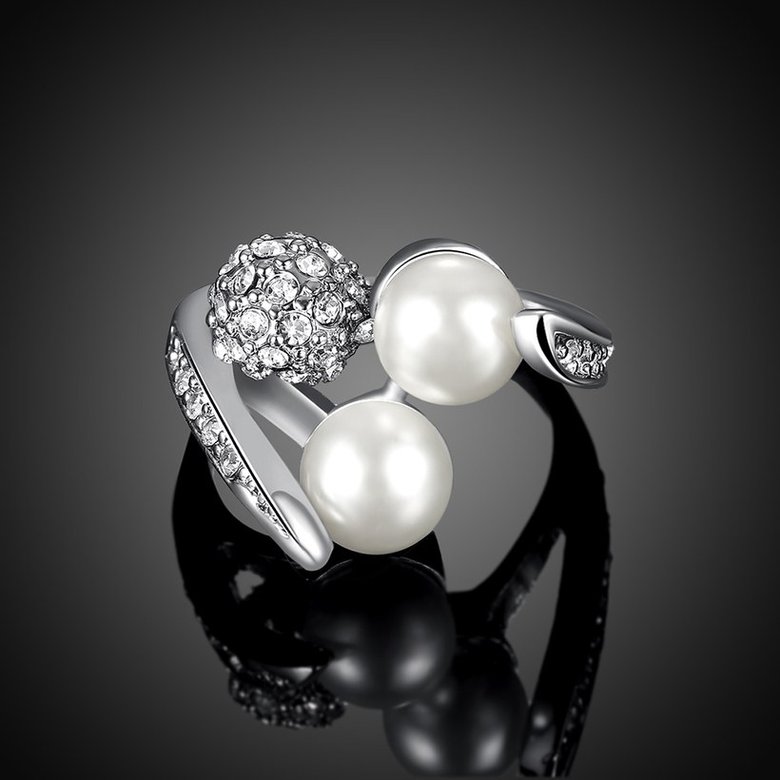 Wholesale Romantic Platinum Heart White Crystal Ring TGGPR912 1