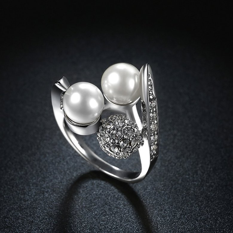 Wholesale Romantic Platinum Heart White Crystal Ring TGGPR912 3