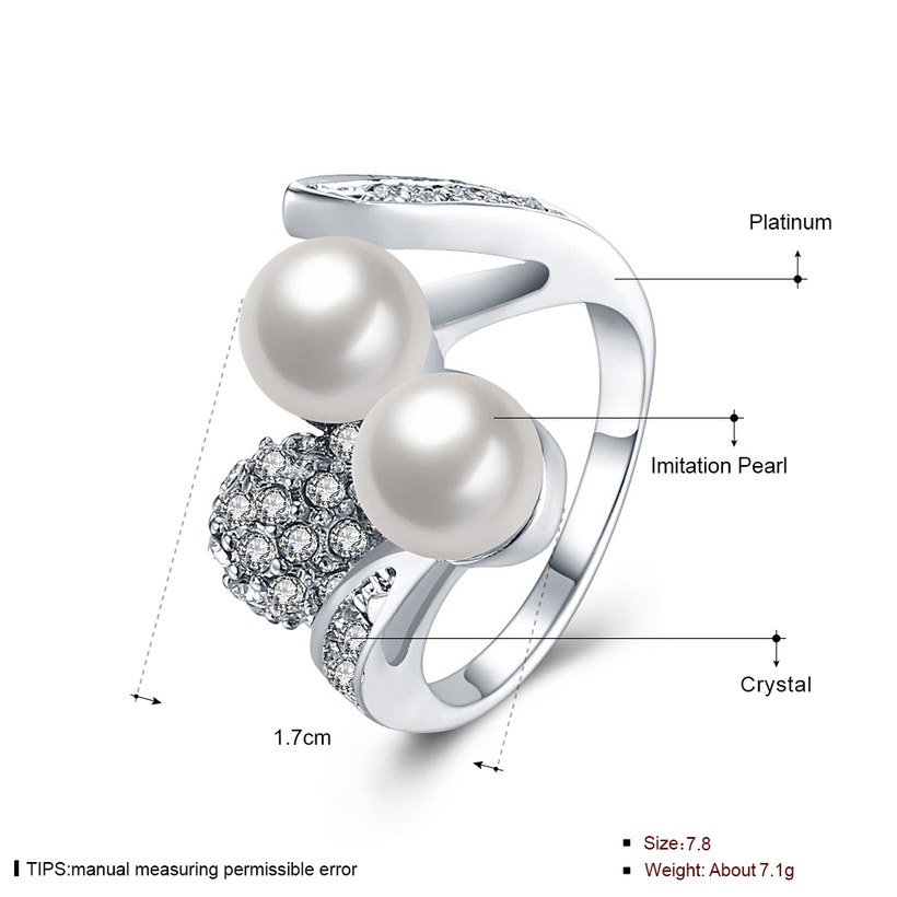 Wholesale Romantic Platinum Heart White Crystal Ring TGGPR912 5