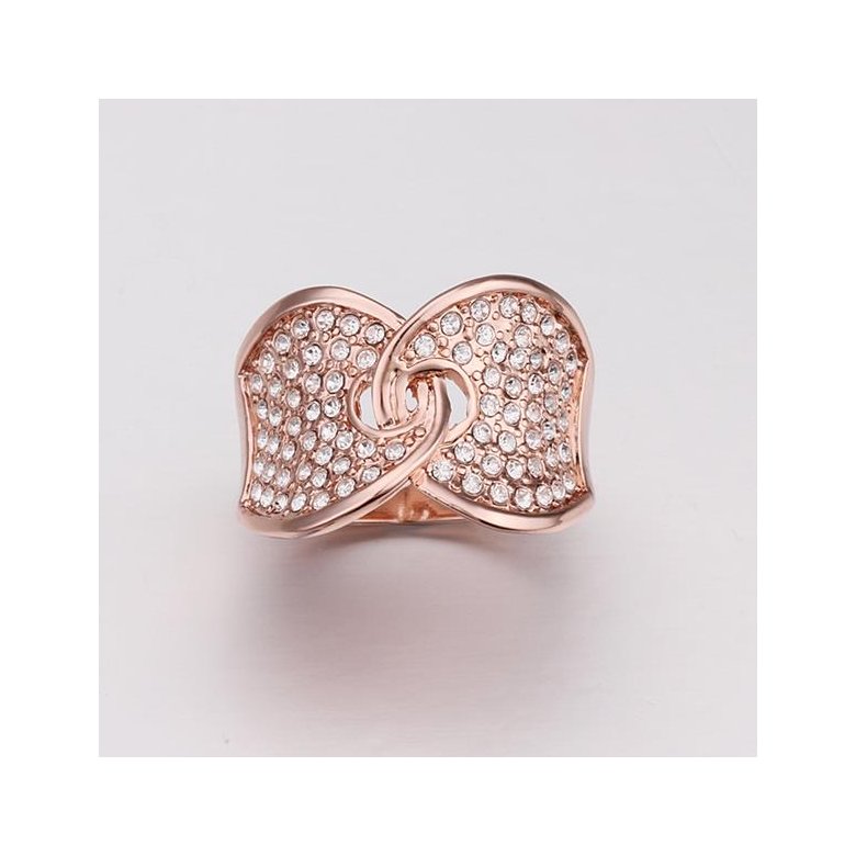 Wholesale Trendy Rose Gold Geometric White Rhinestone Ring TGGPR1048 2