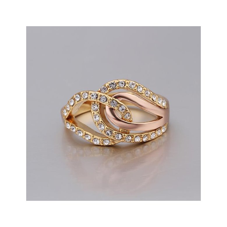 Wholesale Classic 24K Gold Geometric White Rhinestone Ring TGGPR1054 2