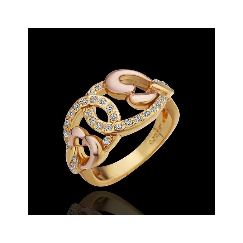 Wholesale Classic 24K Gold Geometric White Rhinestone Ring TGGPR1095 1