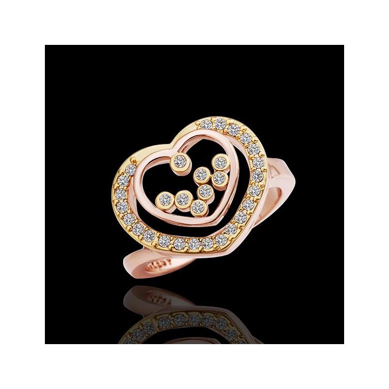Wholesale Romantic Rose Gold Heart White Rhinestone Ring TGGPR1108 0