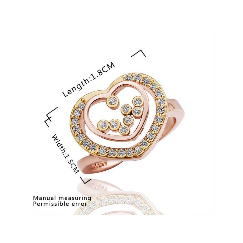 Wholesale Romantic Rose Gold Heart White Rhinestone Ring TGGPR1108 1