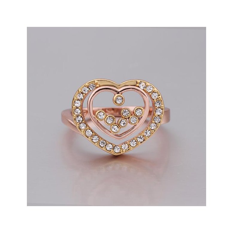 Wholesale Romantic Rose Gold Heart White Rhinestone Ring TGGPR1108 2