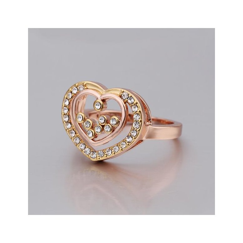 Wholesale Romantic Rose Gold Heart White Rhinestone Ring TGGPR1108 3