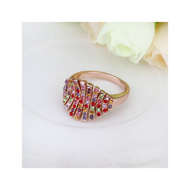 Wholesale Trendy Rose Gold Geometric Multi Rhinestone Ring TGGPR1128 0