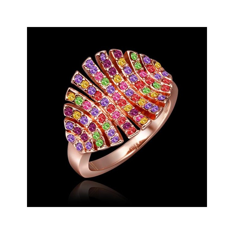 Wholesale Trendy Rose Gold Geometric Multi Rhinestone Ring TGGPR1128 1