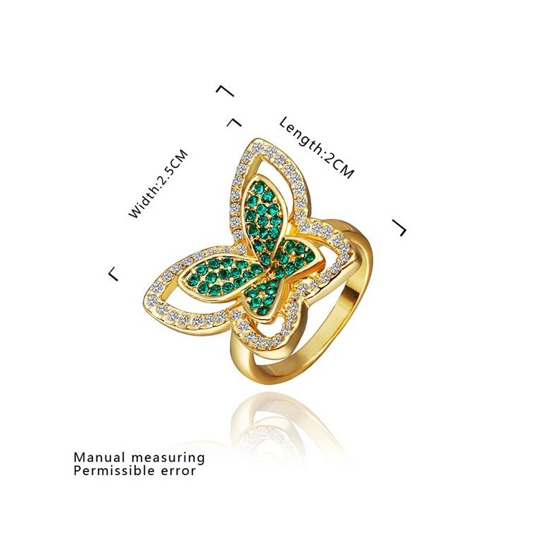 Wholesale Trendy 24K Gold Insect Green Rhinestone Ring TGGPR1177 0