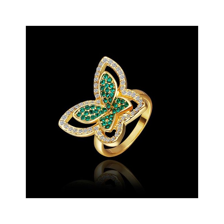 Wholesale Trendy 24K Gold Insect Green Rhinestone Ring TGGPR1177 1